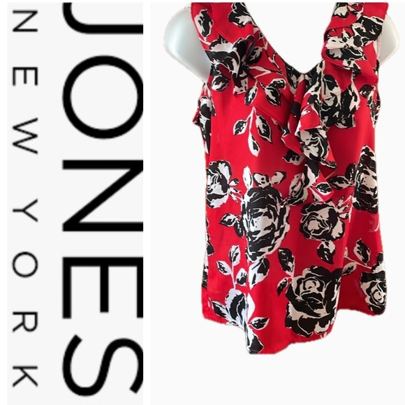 Jones New York Tops - Red Floral Top 🌹🖤